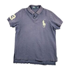 Polo Ralph Lauren Big Pony Polo Mens Small Purple Custom Fit #3 Patch Faded